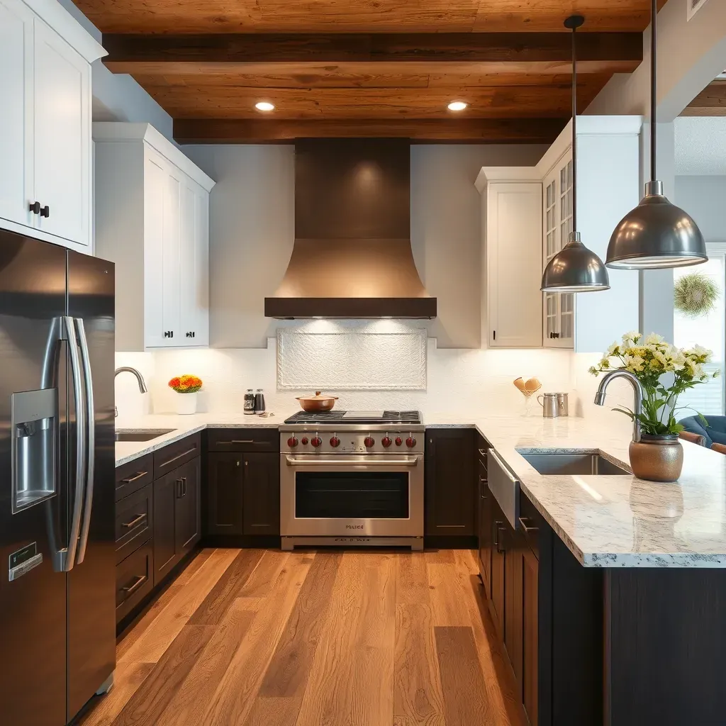 A modern kitchen remodel in Carlsbad, CA featuring stylish cabinetry, stone countertops, and contemporary appliances.
