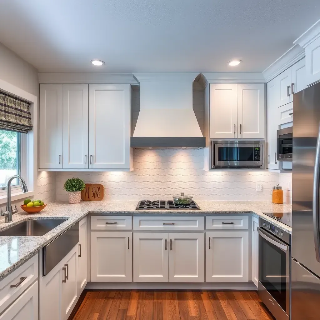 Detailed kitchen remodeling in Scripps Ranch, CA with modern cabinets, marble countertops, and stylish lighting.