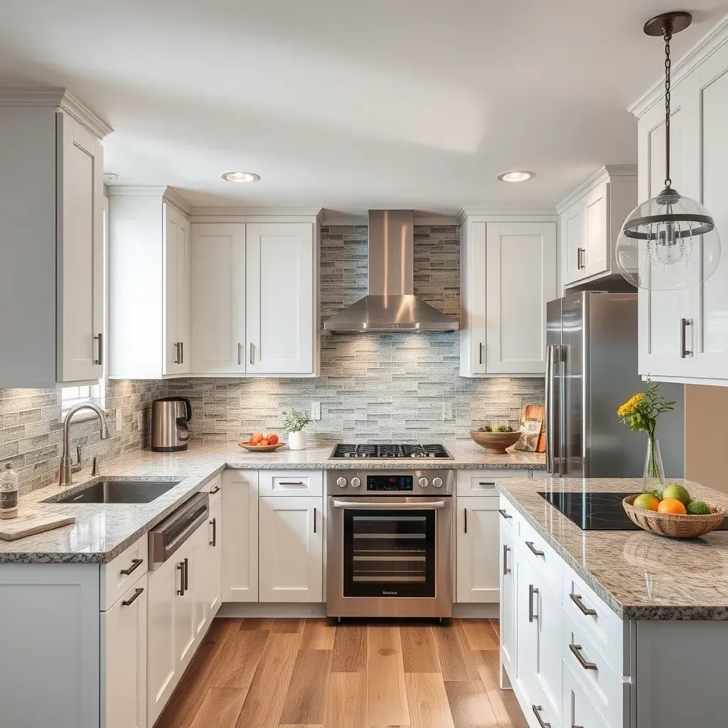 A modern kitchen with sleek cabinets, stainless steel appliances, and a spacious island in San Diego, CA.