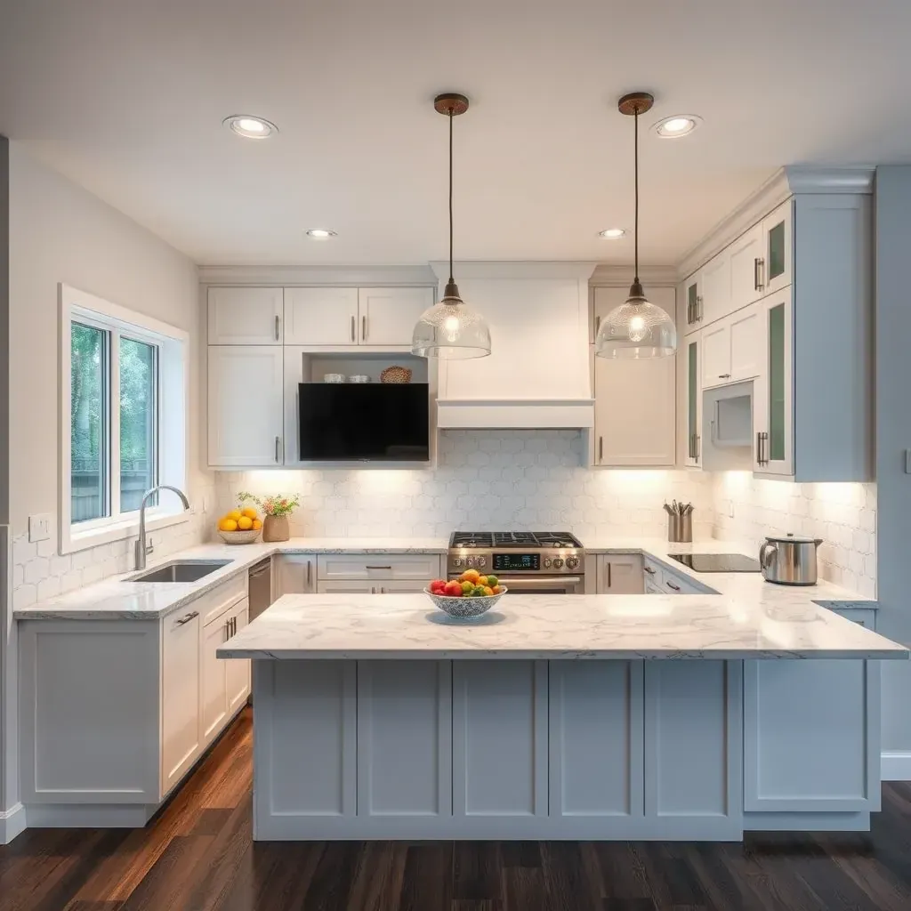 Modern kitchen remodel in Deer Springs, CA with sleek cabinetry, stainless appliances, and contemporary decor.