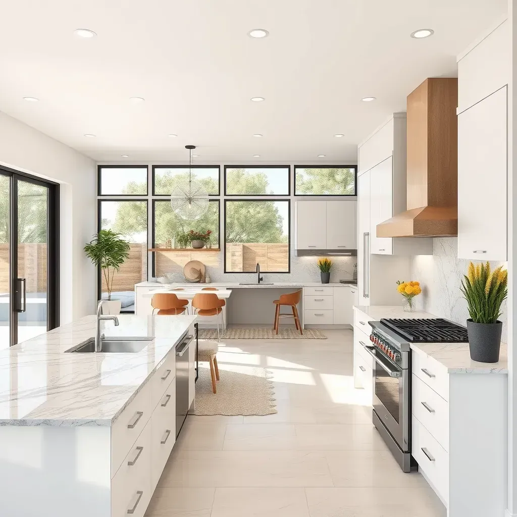 Serene Deer Springs home with white siding, dark gray windows, landscaped yard, modern farmhouse style, during golden hour.