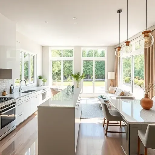 Modern kitchen remodel in Twin Oaks Valley with sleek cabinetry, bright sunlight, and seamless indoor-outdoor living.