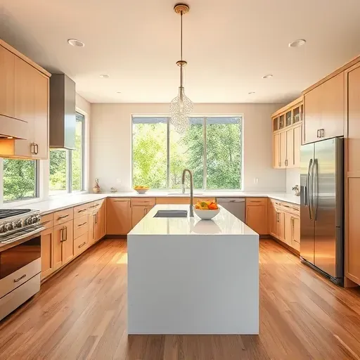 Newly remodeled kitchen in Vista CA features quartz countertops, stainless steel appliances, custom cabinetry, and hardwood floors.