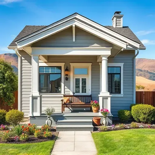 Charming remodeled home in Fallbrook CA with modern-traditional design, lush landscaping, and inviting porch decor.