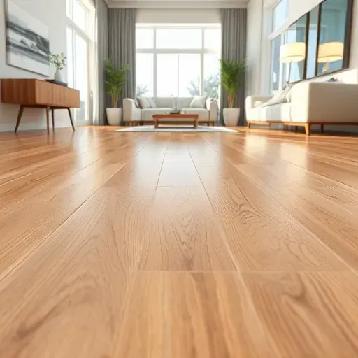 Pristine laminate flooring with detailed wood grain, seamless installation, in a modern bright room with natural light in Vista CA