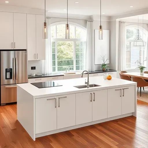 Renovated Twin Oaks Valley kitchen with matte cabinets quartz countertops stainless steel appliances hardwood floors and natural light