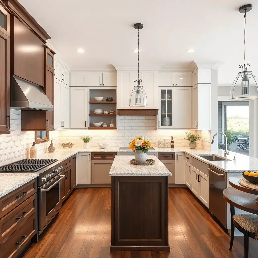 Beautiful Rancho Bernardo kitchen with modern white cabinetry, quartz countertops, stainless appliances, and scenic views.