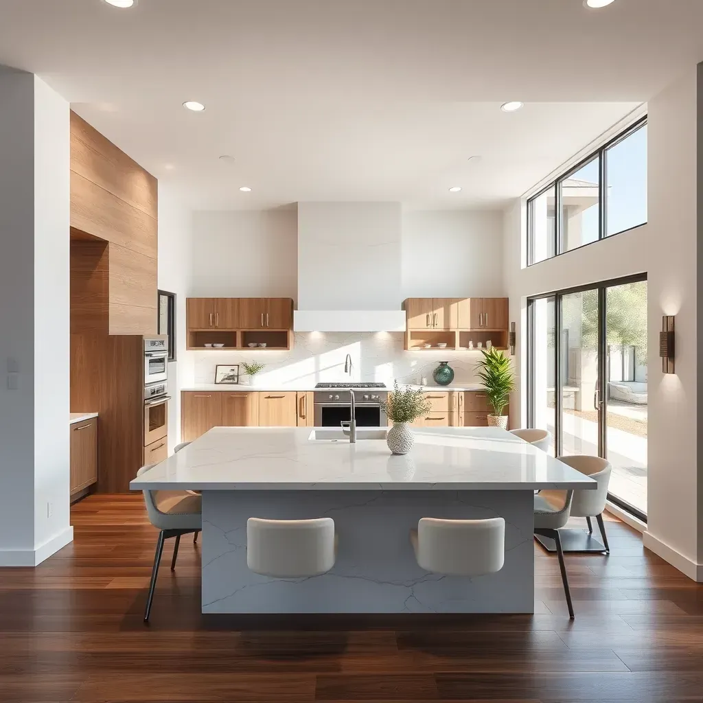 Remodeling scene in Rancho Santa Fe home with Mediterranean style, lush landscaping, and ongoing renovation details.