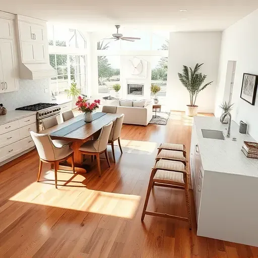 Modern kitchen in San Marcos featuring white cabinetry, quartz countertops, and natural light enhancing elegant decor.