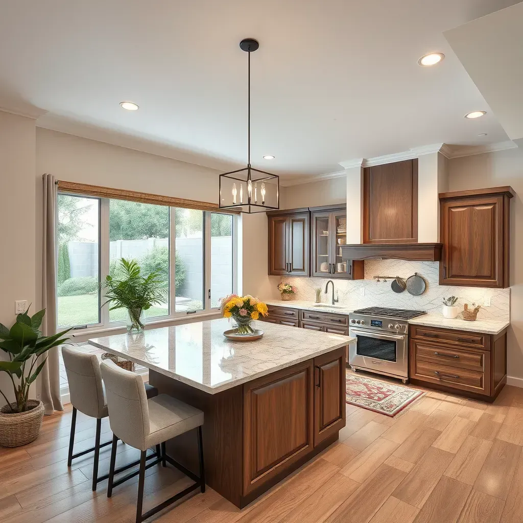 Remodeling in San Marcos, CA, showcasing a modern kitchen renovation with sleek cabinets and updated appliances.
