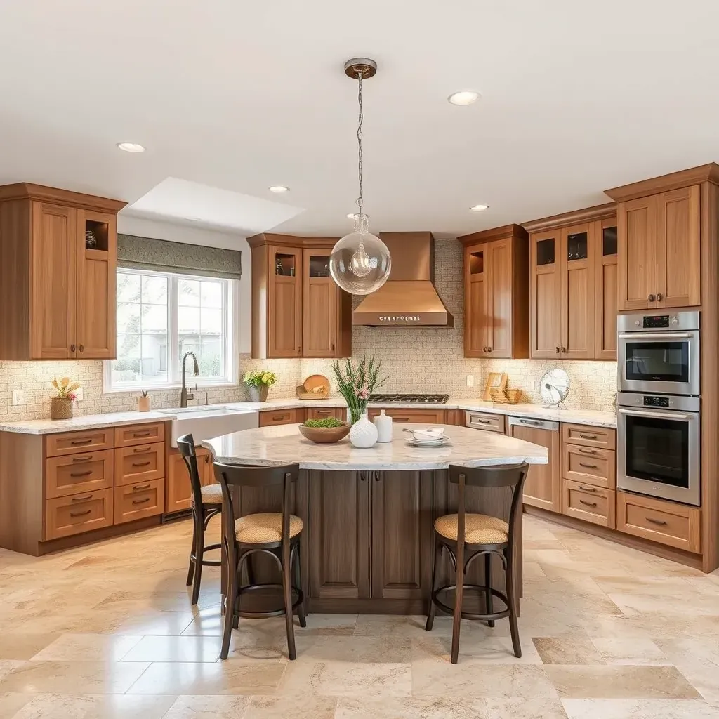 Modern Bonsall kitchen with sleek cabinetry, quartz countertops, stainless steel appliances, large island, and natural light.