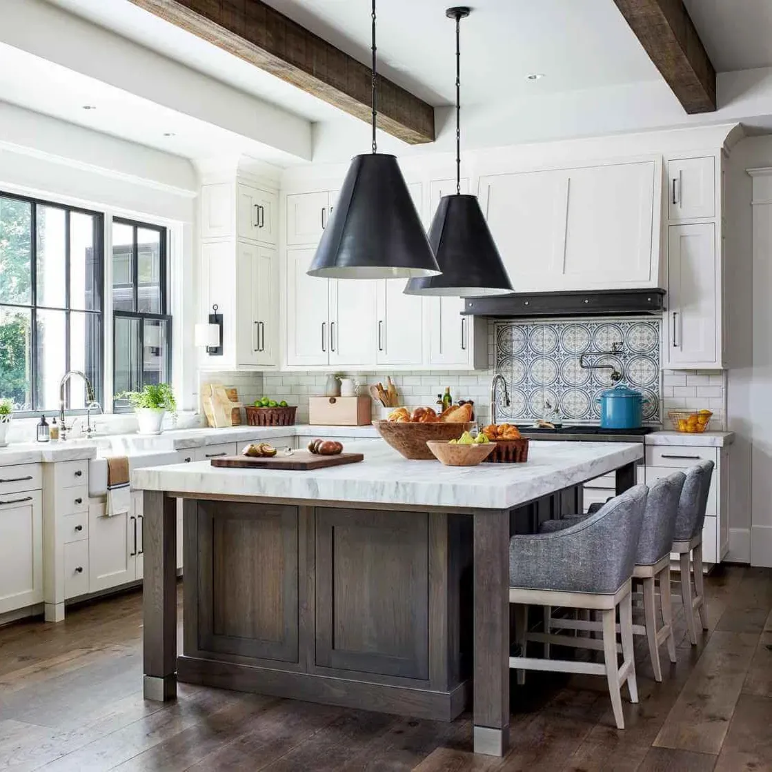 Completed custom modern kitchen in Vista California with wood cabinets granite countertops stainless appliances and garden view