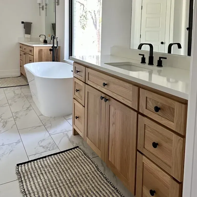 Recently installed polished hardwood flooring with intricate grain patterns in a modern Vista California interior with natural light
