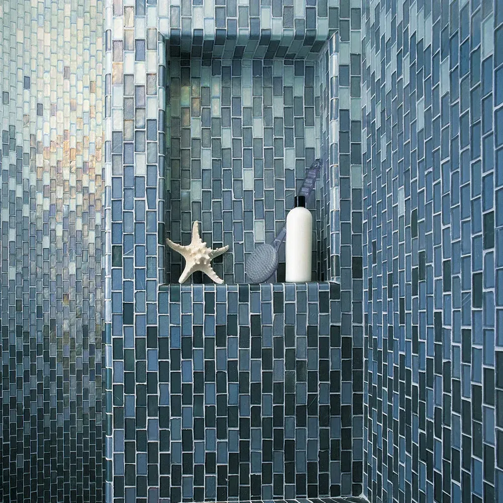 Close-up view of vibrant, detailed mosaic tiles on a modern wall in Vista CA, highlighting craftsmanship and elegance
