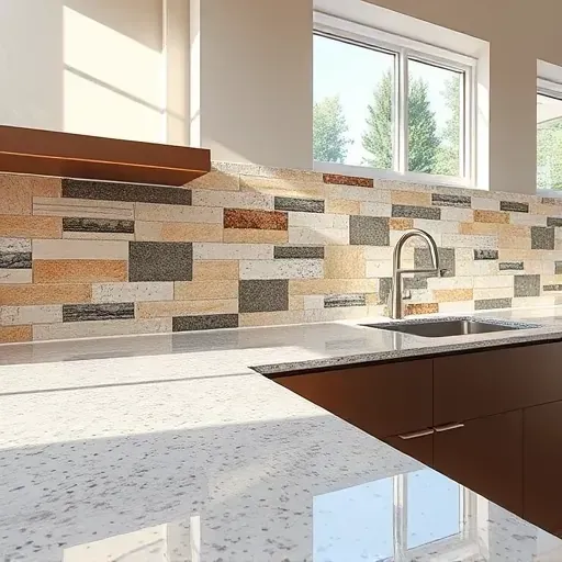 Beautiful tiled kitchen backsplash in Vista California with intricate patterns, natural stone textures, and flawless grout lines