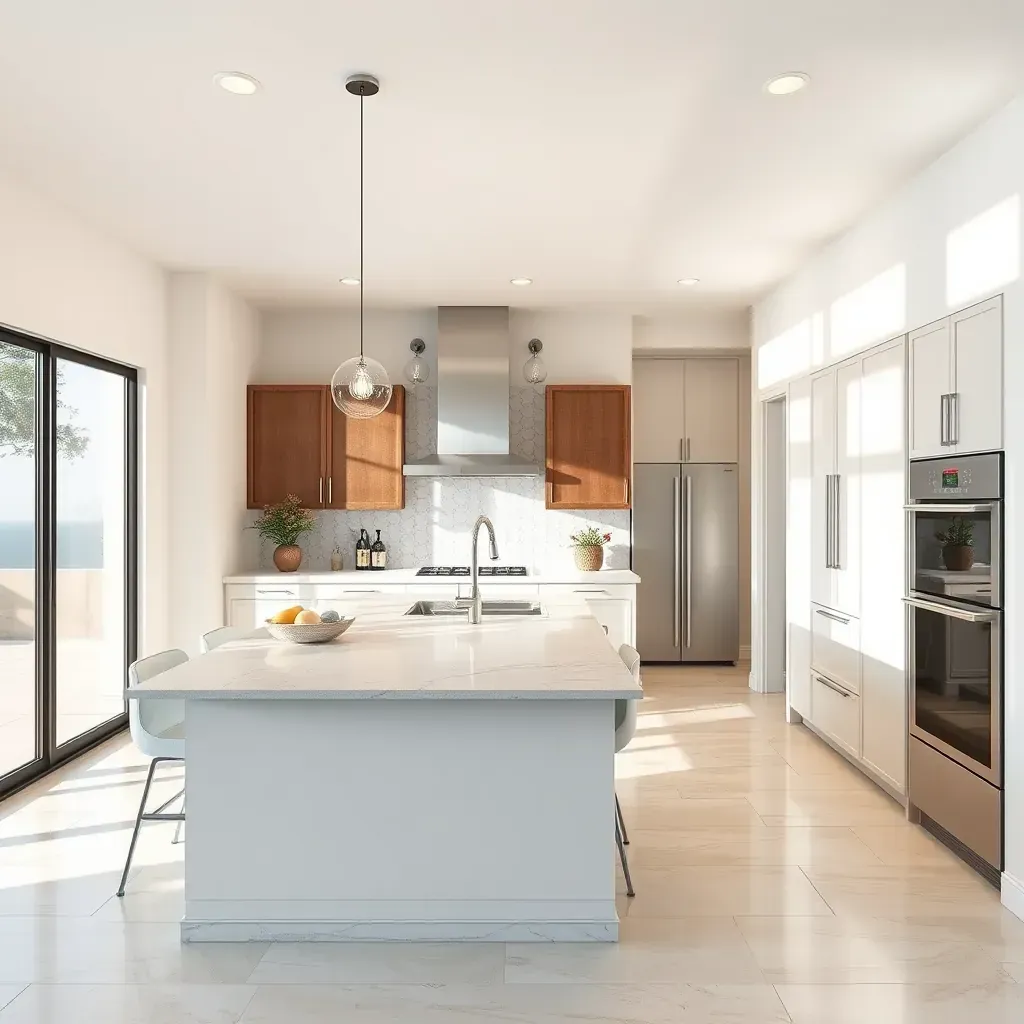 Beautiful renovated backyard in Pala Mesa, CA with flagstone patio, modern furniture, fire pit, lush gardens, and a sleek pool.