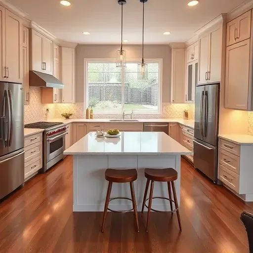 Remodeled kitchen in Vista CA with quartz countertops, stainless steel appliances, and custom cabinets, bright and inviting.