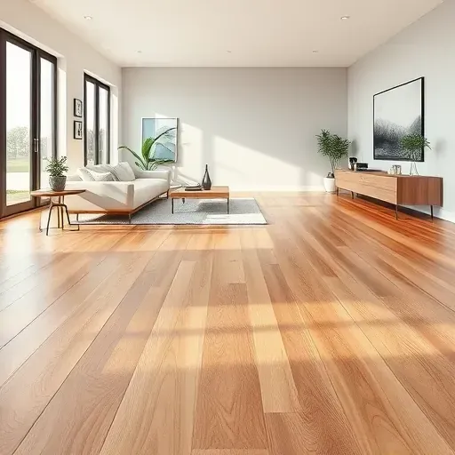 Seamless laminate flooring with rich wood grain textures in a modern California interior with natural light and minimalist decor