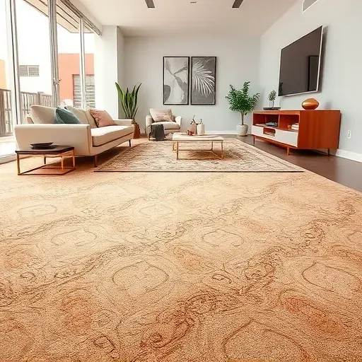 Perfectly installed plush patterned carpet in a modern living room with natural light and elegant decor in Vista California