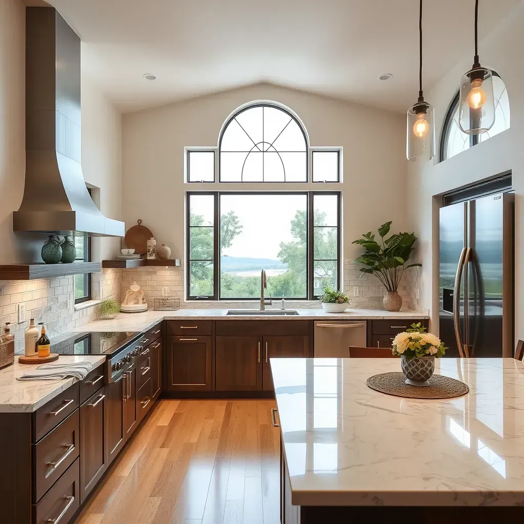 Remodeling in Pala Mesa, CA: Modern kitchen renovation with new cabinets, countertops, and stylish lighting fixtures.