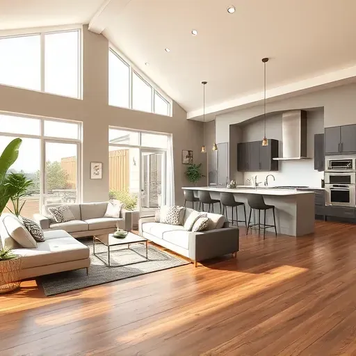 Modern living space in Valley Center CA with open layout, sleek furniture, and large windows enhancing design elegance.