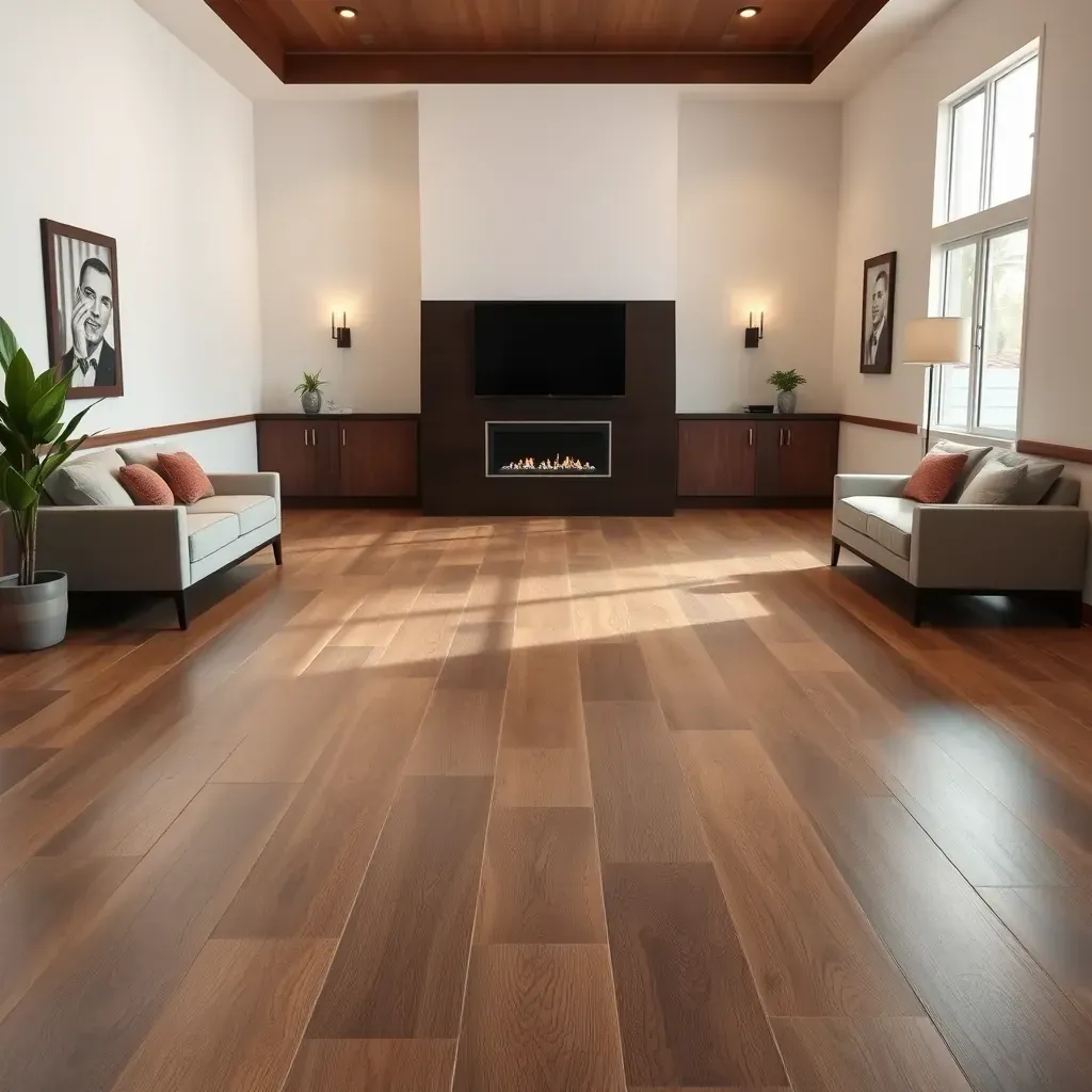 A beautifully detailed view of premium hardwood flooring in a modern home in Vista, CA, showcasing natural wood grain and warm tones.
