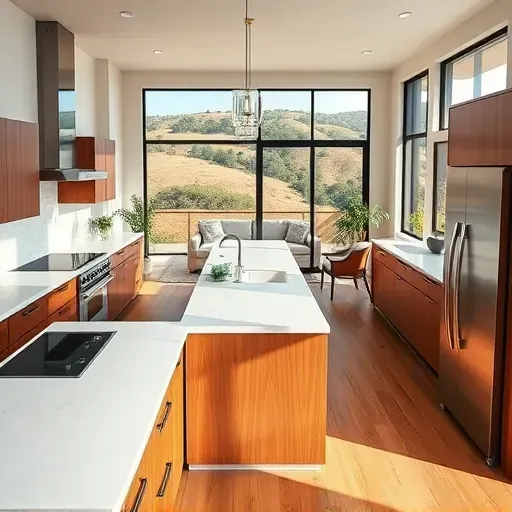 Newly remodeled kitchen in San Elijo Hills with quartz countertops, stainless steel appliances, and custom cabinetry.