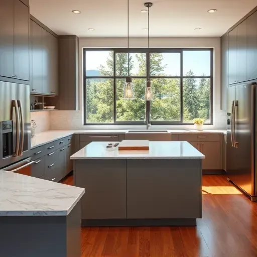 Flawlessly renovated kitchen in University City CA with modern cabinetry, quartz countertops, and stainless steel appliances.