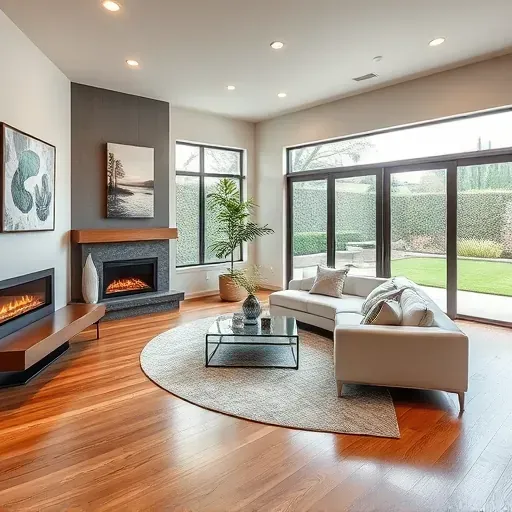 Beautifully designed living room in Fairbanks Ranch CA featuring modern furnishings, large windows, and an elegant fireplace.