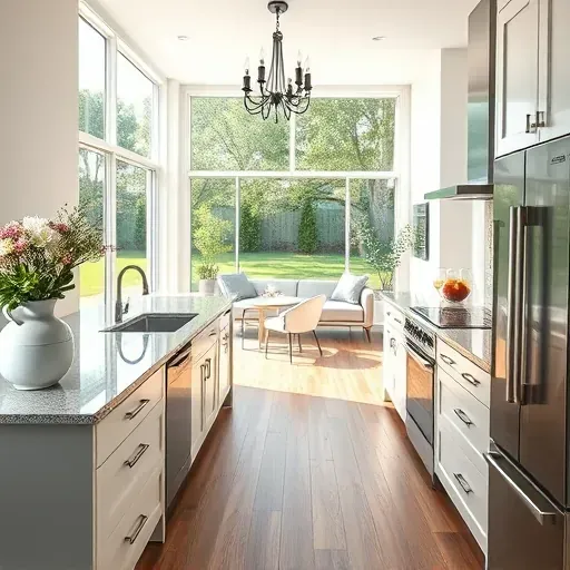 Modern kitchen remodel in Hidden Meadows CA with granite counters, custom cabinetry, and natural light. Elegant decor.