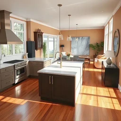 Completed home remodeling in Lake San Marcos CA features a modern kitchen with elegant cabinetry and a stylish island.