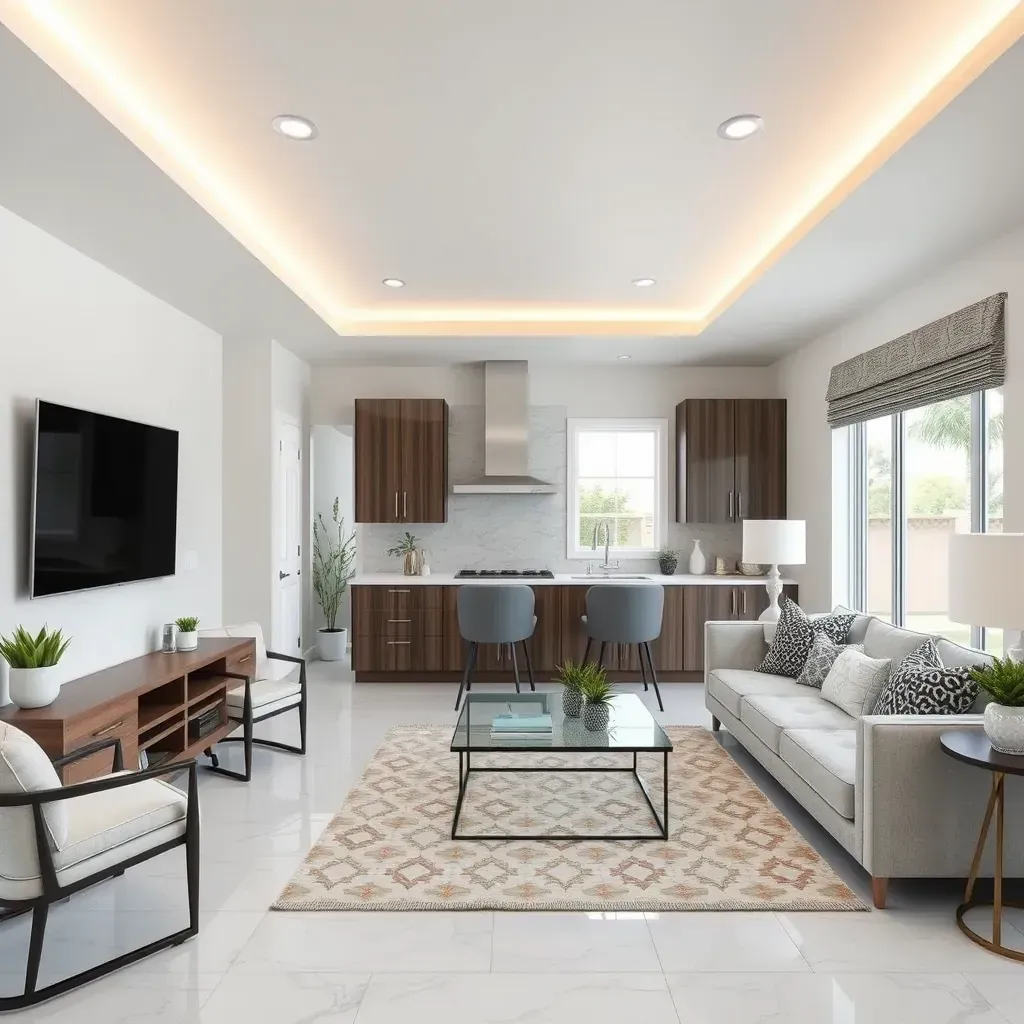 Remodeled Vista, CA home exterior with modern design, fresh landscaping, porch, tools, and neighboring updated homes.