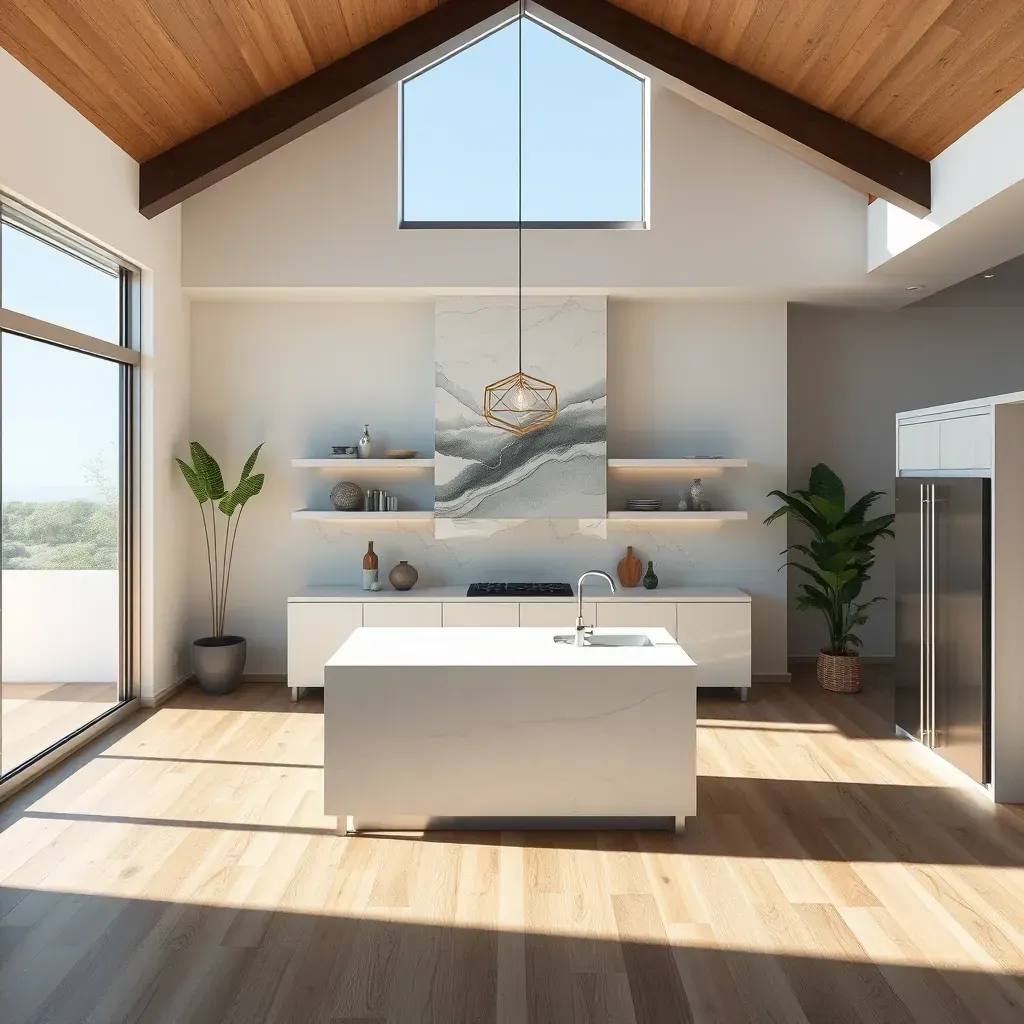 Remodeling in San Diego, CA: Modern kitchen with sleek cabinets, granite countertops, and bright lighting.