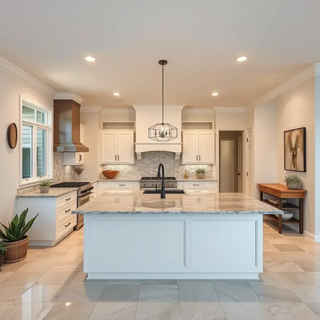 Detailed scene of a modern home remodeling project in Olivenhain, CA with workers and renovation tools.