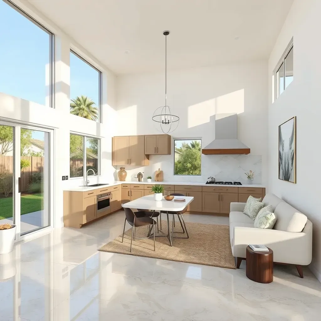 Remodeled Lake San Marcos home with large windows, modern exterior, lakeside patio, and scenic California landscape.