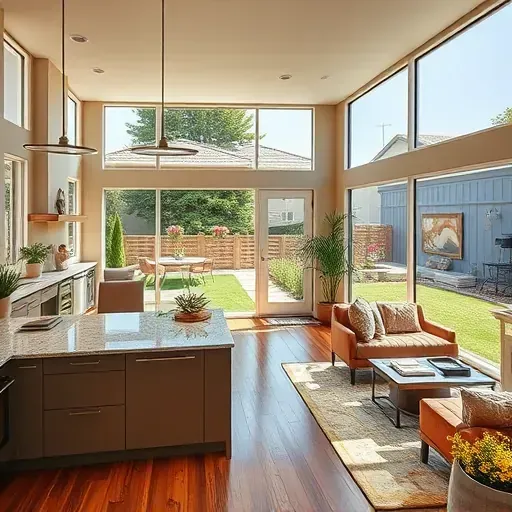 Renovated Morro Hills home features modern kitchen, spacious living area, and serene backyard with vibrant flowers.