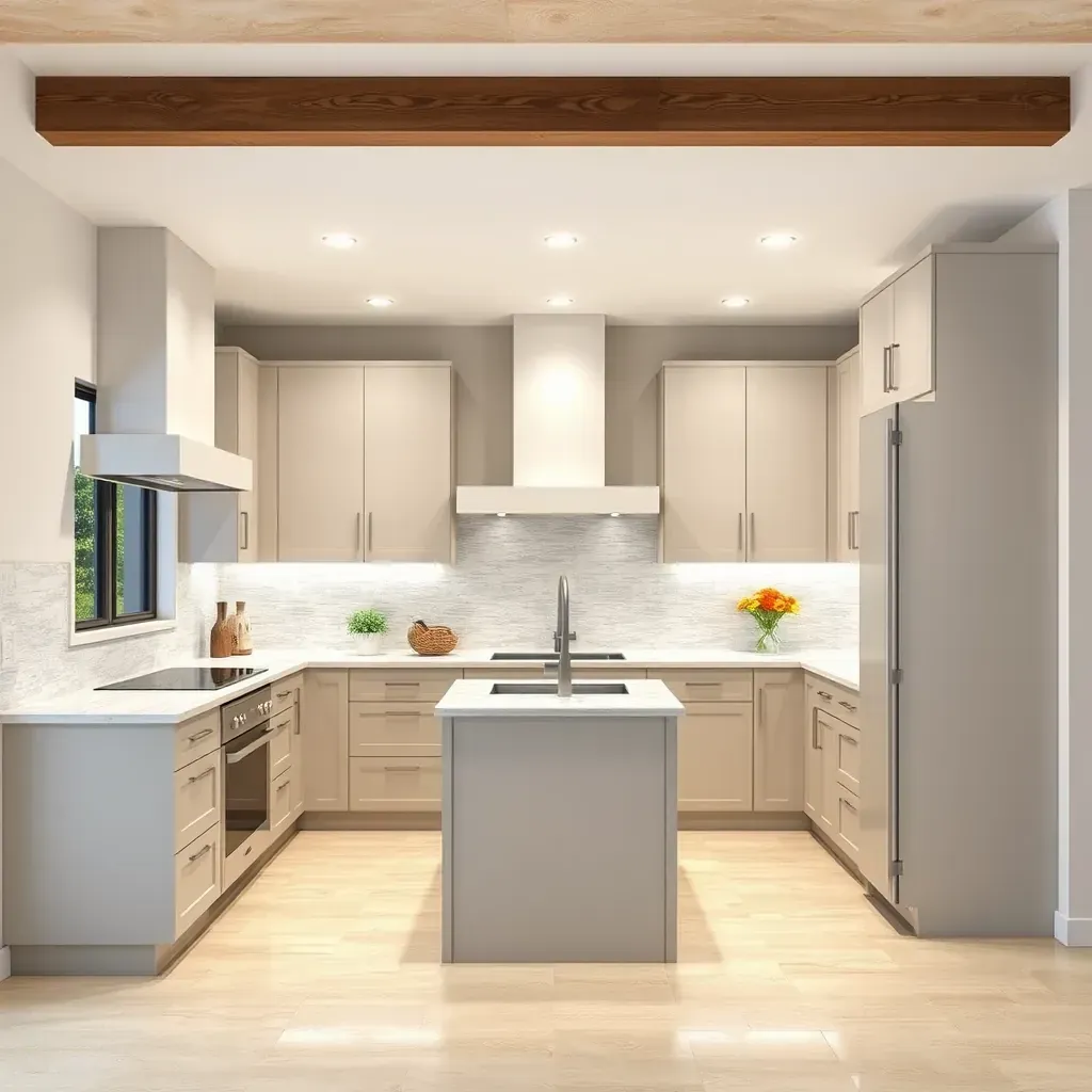 Modern Rancho Peñasquitos kitchen with sleek cabinets, quartz countertops, stainless appliances, island, and natural light.