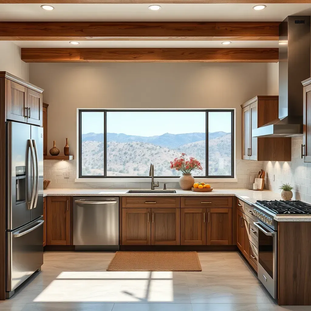 Modern open-concept kitchen in Black Mountain Ranch, CA with sleek countertops, contemporary cabinets, stainless appliances, and bright natural light.