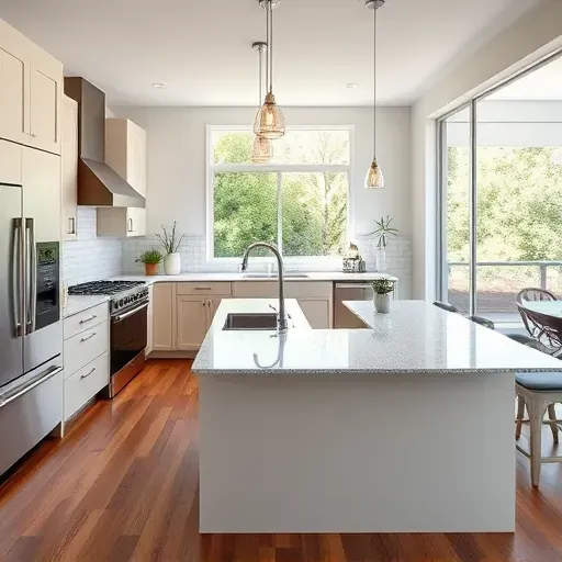 Recently renovated kitchen in Hidden Meadows CA with modern cabinetry, natural light, granite countertops, and inviting decor.