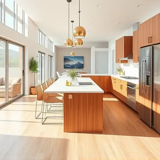 Beautiful completed kitchen remodel in Poway CA with quartz countertops stainless steel appliances and custom wood cabinets