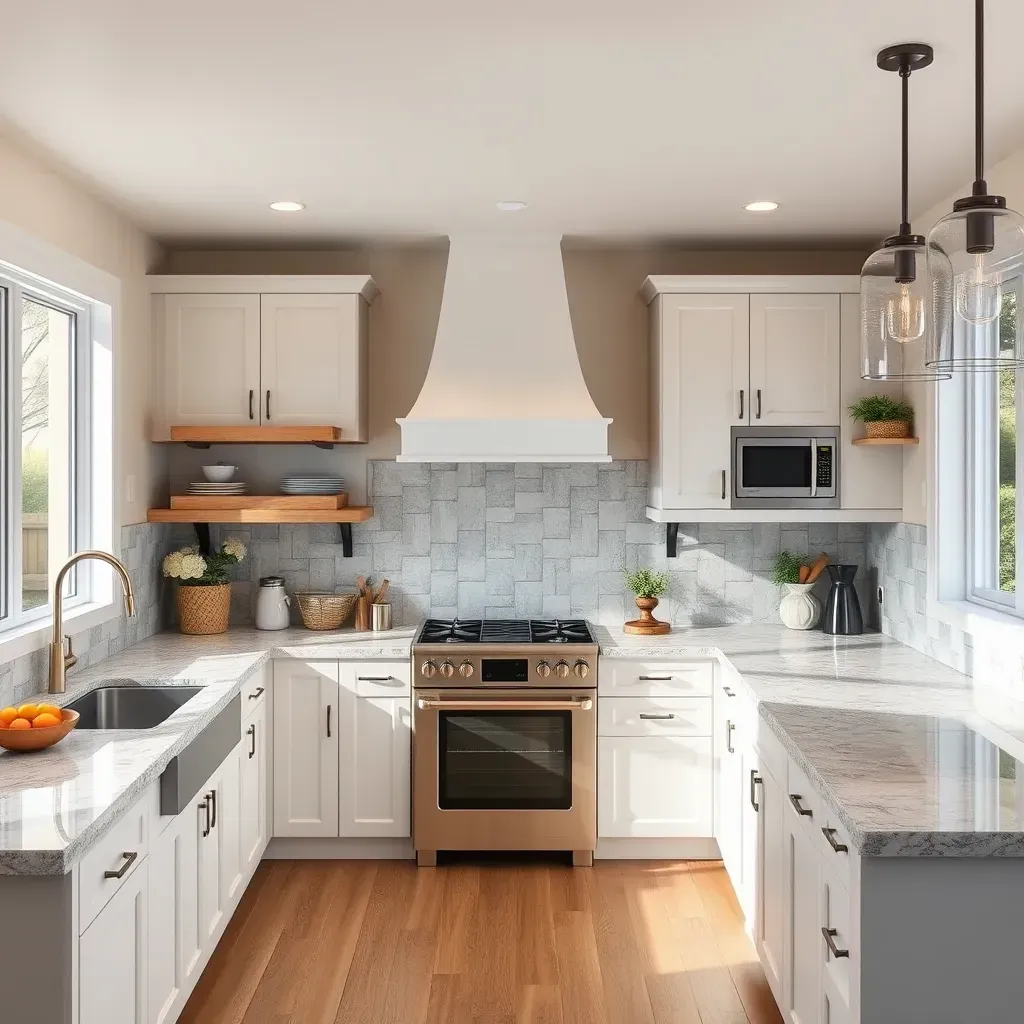Modern Twin Oaks Valley, CA kitchen with quartz counters, stainless steel appliances, matte black hardware, and sunny open layout.