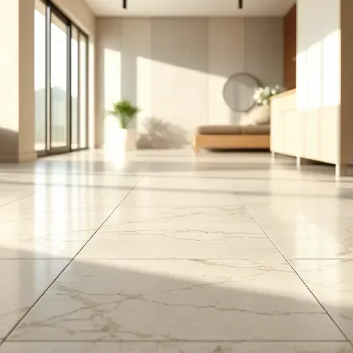 Close-up of polished natural stone tiles with veining and color variations in a stylish high-end interior corner in Vista California