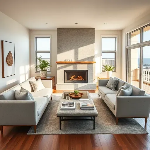 Beautifully remodeled living room in Cardiff-by-the-Sea features elegant furniture, natural light, and modern decor.