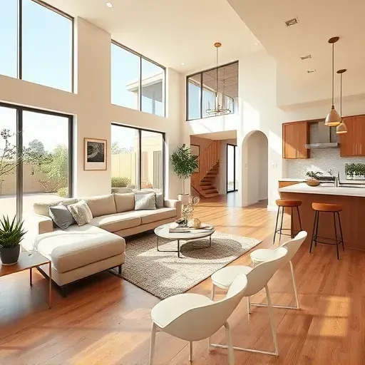 Completed modern home remodel in Vista CA featuring sleek hardwood floors open living space stylish decor upgraded kitchen natural light neutral tones