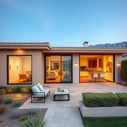 Completed home remodeling in Del Dios CA featuring modern design, lush landscaping, and bright outdoor ambiance.