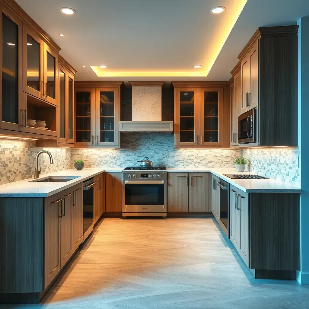 Detailed view of modern kitchen cabinets in Vista, CA with natural lighting and sleek, contemporary design.