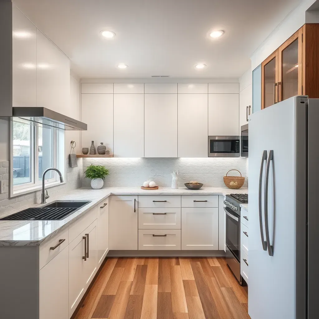 Detailed view of a modern kitchen remodel in Vista, CA, featuring sleek cabinets, stainless steel appliances, and natural lighting.