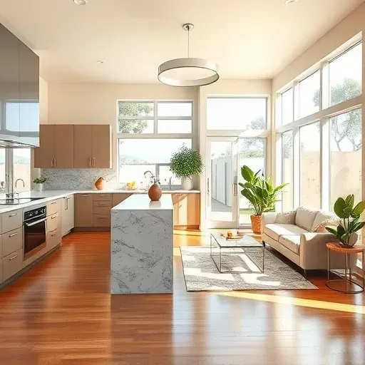 Modern kitchen remodel in Carlsbad CA with sleek high-end appliances, elegant cabinetry, and bright natural light.