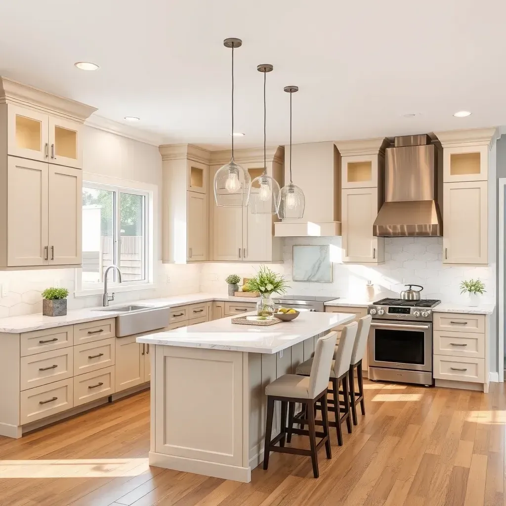 Home remodel in Fallbrook, CA with vibrant paint, modern accents, lush landscaping, construction tools, and a California sunset.