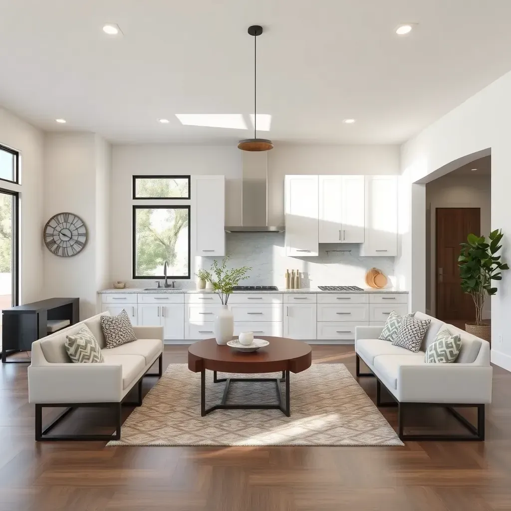 Luxurious Fairbanks Ranch home in mid-remodel, showcasing modern architecture, lush landscaping, construction tools, and scenic mountain background.